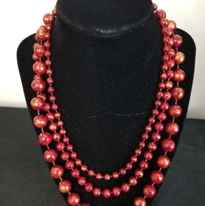 Vintage Jewelry | Three Strand Beaded Necklace